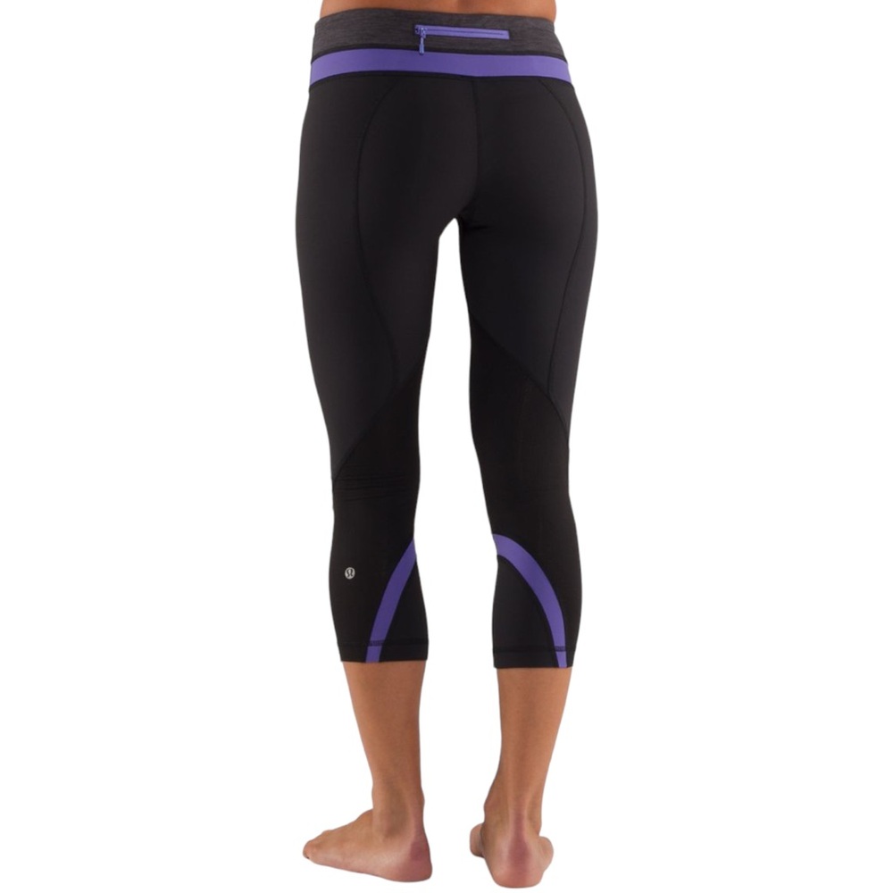 Lululemon Run: Inspire Crop II Black Blue and Gray Cropped Leggings